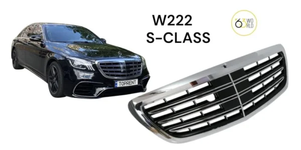 شبك أمامي مرسيدس W222 موديل 2014   2020 بتصميم فاخر وجودة عالية، يمنح السيارة مظهرًا أنيقًا ورياضيًا، متوافق مع موديلات S Class W222 "